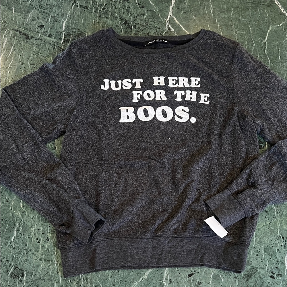 Wildfox Gray Pullover Sweatshirt - Halloween themed - JUST HERE FOR THE BOOS.